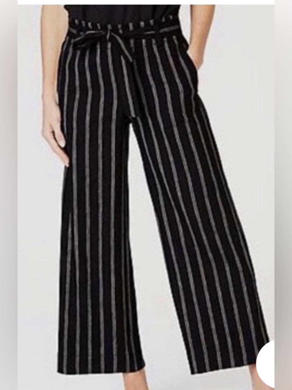 J. Jill Black Pocket Pants with White Brown Pinstripes size small no belt